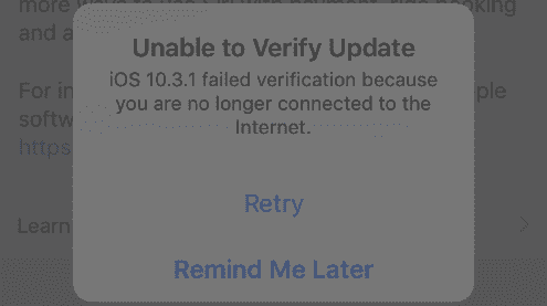 iPhone 6s iOS 10.3.1 Unable to Verify Update