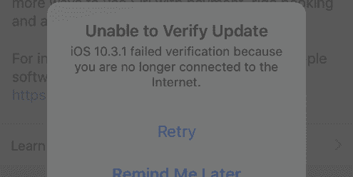 iPhone 6s iOS 10.3.1 Unable to Verify Update