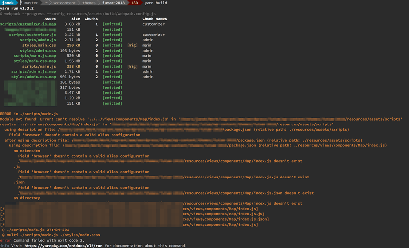 sage assets building error message