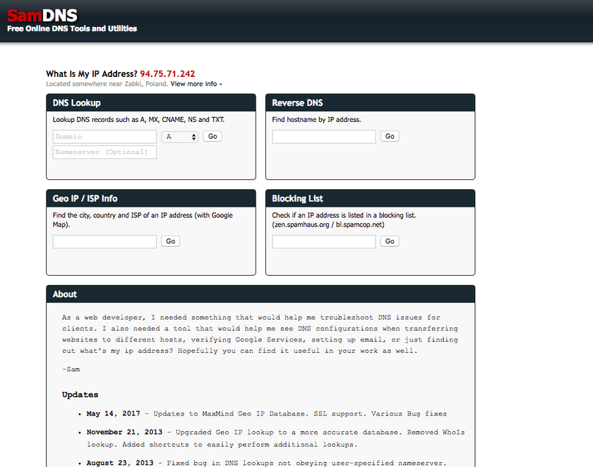 DNS records checking tool